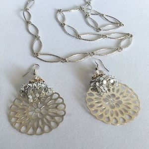 Oval link Sterling necklace with mesh earrings